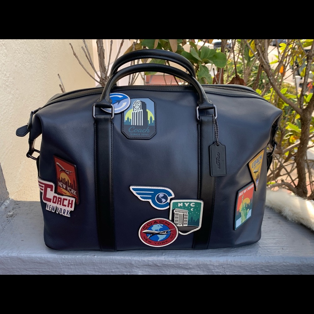 Coach Voyager Navy Leather Travel Bag